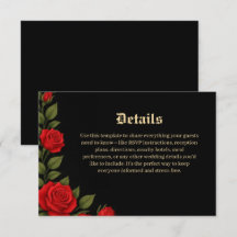 Tarjeta de gabinete para detalles del Boda gótico