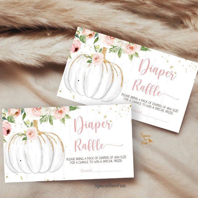 Tarjeta de gabinete para rifa de pañales Baby Show (Pumpkin baby shower diaper raffle, fall baby shower diaper raffle, diaper raffle enclosure card, bab)