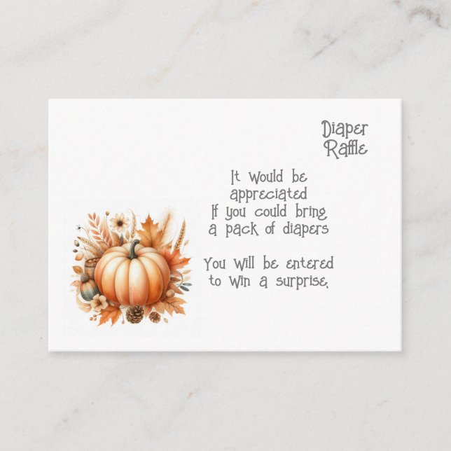 Tarjeta de gabinete para rifas de pañales para beb (Anverso)