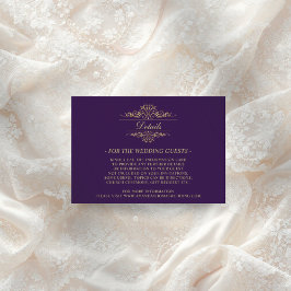 Tarjeta de gabinete Purple Golden Boda de lujo