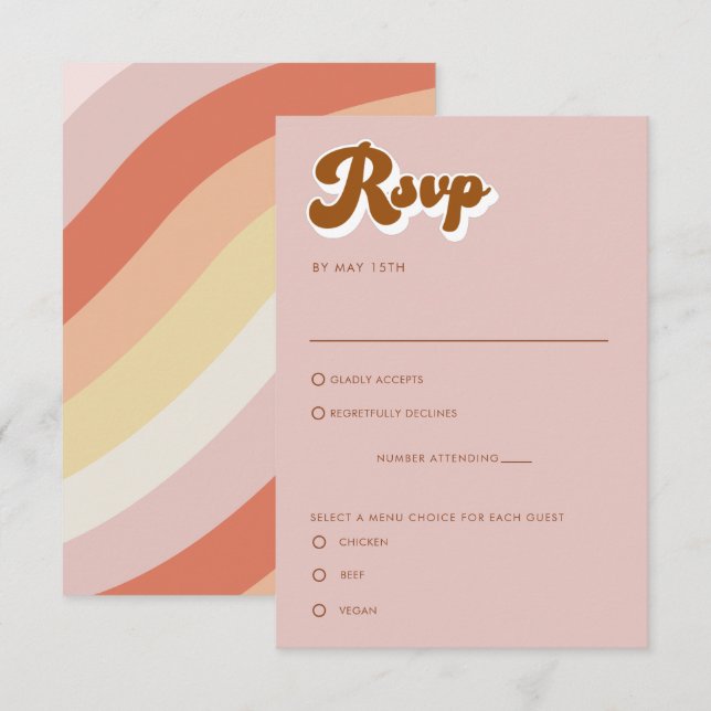 Tarjeta de gabinete Retro Terracotta RSVP (Anverso / Reverso)