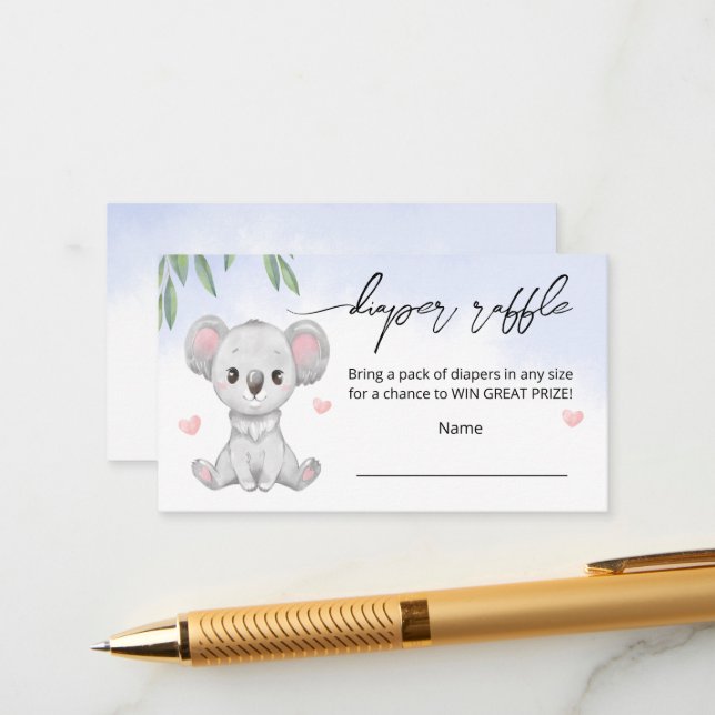 Tarjeta de gabinete "rifa de pañales" para ducha d (Anverso/Reverso In Situ)