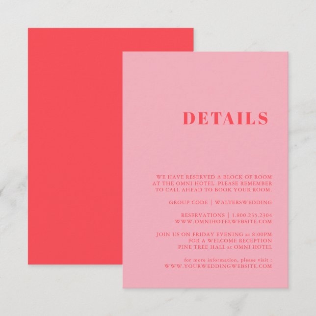 Tarjeta de gabinete rosa retro elegante y de moda (Anverso / Reverso)