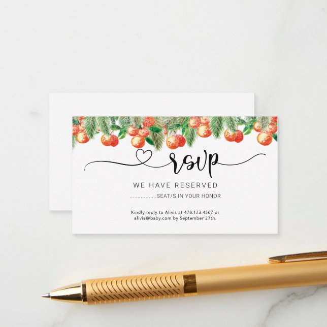 Tarjeta de gabinete RSVP cuita de pequeño naranja (Anverso/Reverso In Situ)