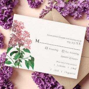 Tarjeta de gabinete RSVP de boda lilac minimalista