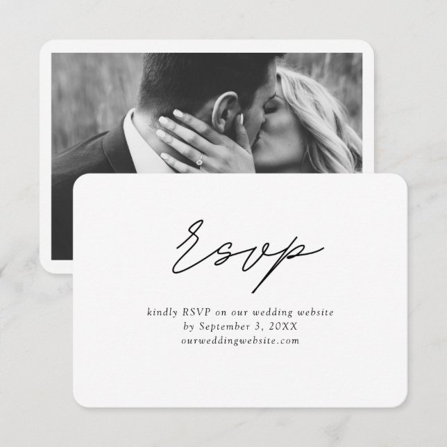 Tarjeta de gabinete RSVP de boda mínima clásica (Anverso / Reverso)