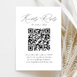 Tarjeta de gabinete RSVP de código QR de escritura<br><div class="desc">Facilite a los huéspedes la confirmación de su boda o evento con estas tarjetas RSVP nupciales modernas con código QR. Las elegantes tarjetas del recinto de bodas muestran "Kindly Reply" en un guión moderno negro. Personalice la tarjeta con su fecha RSVP, su sitio web de bodas e instrucciones para los...</div>