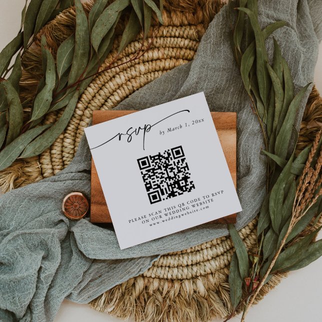 Tarjeta de gabinete RSVP de código QR simple y ele (Subido por el creador)