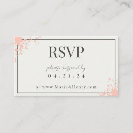 Tarjeta de gabinete RSVP de Coral y Cream