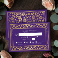 Tarjeta de gabinete RSVP de Purple Medieval Sword