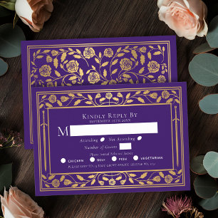 Tarjeta de gabinete RSVP de Purple Medieval Sword 