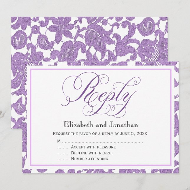 Tarjeta de gabinete RSVP de respuesta a guión de e (Anverso / Reverso)