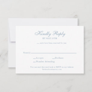 Tarjeta de gabinete RSVP Invitación a la boda azul