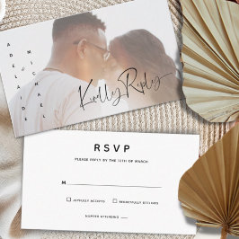 Tarjeta de gabinete RSVP para boda fotográfica sim