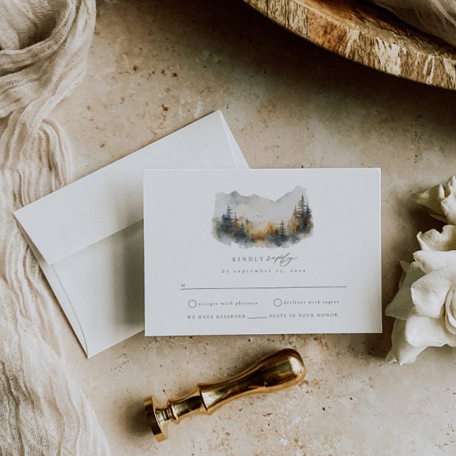 Tarjeta de gabinete RSVP para bodas forestales de  (Subido por el creador)