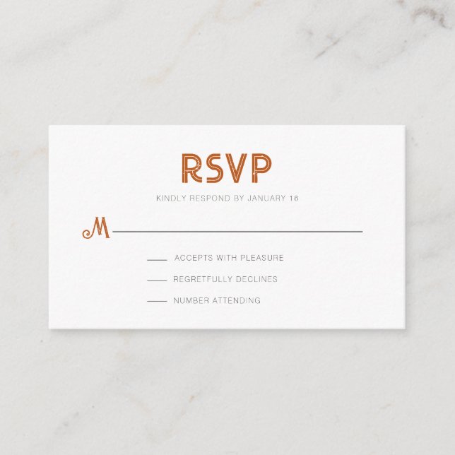 Tarjeta de gabinete RSVP Rustic Modern Parchment (Anverso)