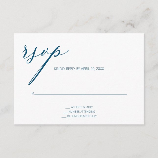 Tarjeta de gabinete RSVP Verde azulada moderna (Anverso)