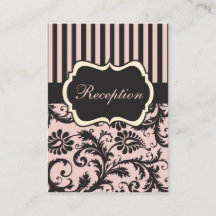 Tarjeta de gabinete Rubor PInk, Cream, Gray Damask