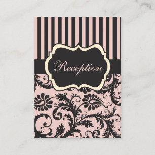 Tarjeta de gabinete Rubor PInk, Cream, Gray Damask