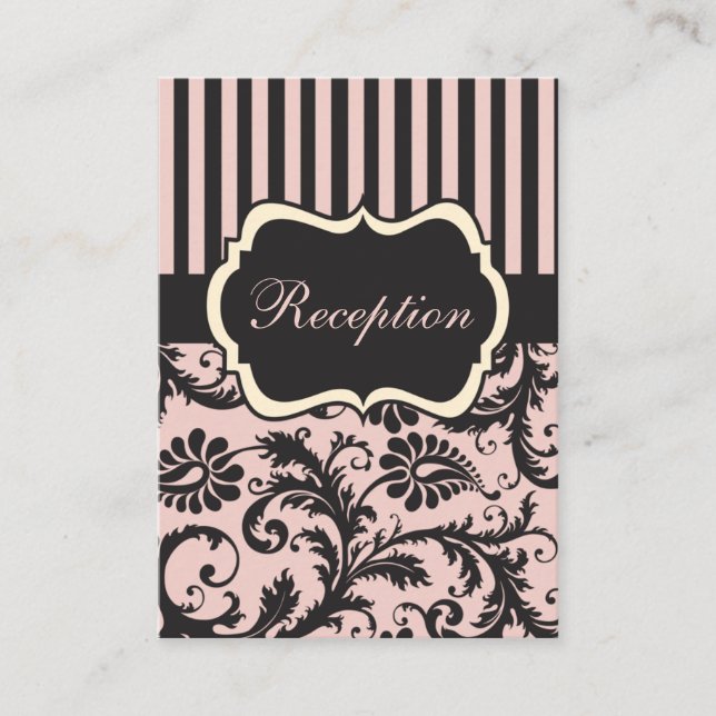 Tarjeta de gabinete Rubor PInk, Cream, Gray Damask (Anverso)
