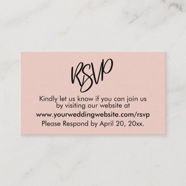 Tarjeta de gabinete Rubor Pink RSVP simple y simpl (Anverso)