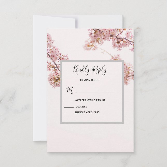 Tarjeta de gabinete RVSP de Boda romántico moderno (Anverso)