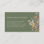 Tarjeta de gabinete Sage Boho Honeymoon Wish<br><div class="desc">Tarjeta De Alojamiento Sage Boho Honeymoon. Esta elegante y elegante tarjeta del recinto para la luna de miel presenta magníficas acuarelas pintadas a mano y flores silvestres dispuestas como un bonito ramo perfecto para bodas de primavera,  verano o otoño.</div>