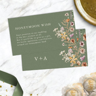 Tarjeta de gabinete Sage Boho Honeymoon Wish
