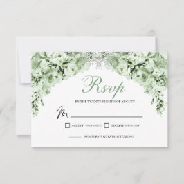 Tarjeta de gabinete Sage Green Floral RSVP