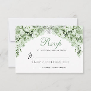 Tarjeta de gabinete Sage Green Floral RSVP