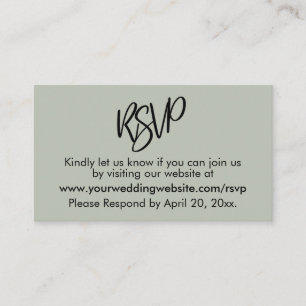 Tarjeta de gabinete Sage Green RSVP simple y senci