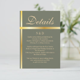 Tarjeta de gabinete Sage Green y Golden Boda