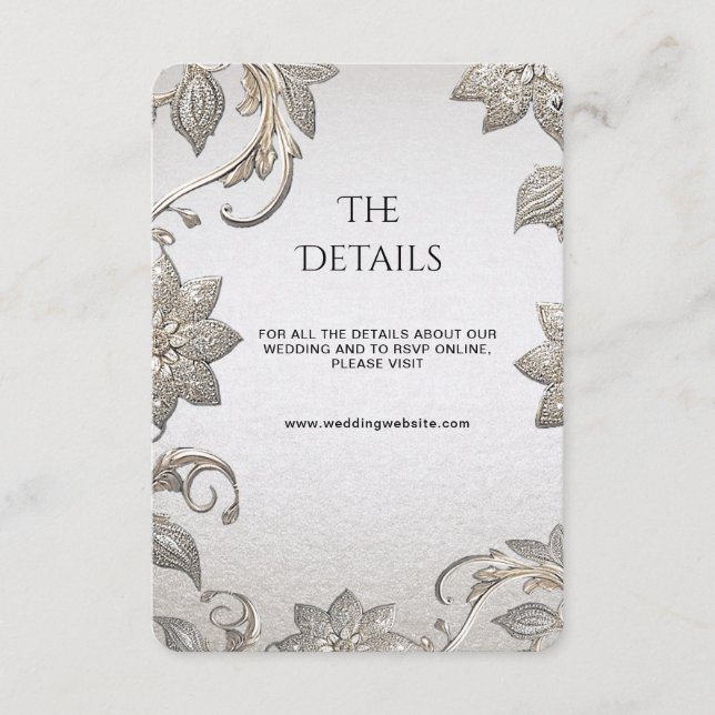 Tarjeta de gabinete Silver Gold Floral Detail (Anverso)