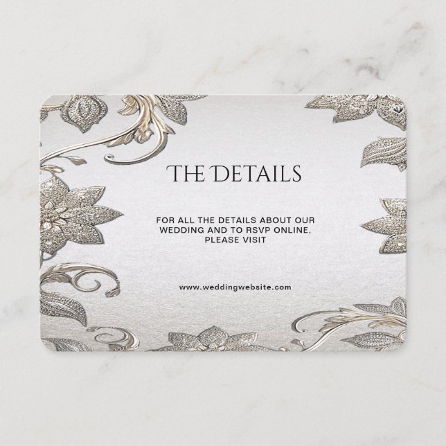 Tarjeta de gabinete Silver Gold Floral Detail (Anverso)