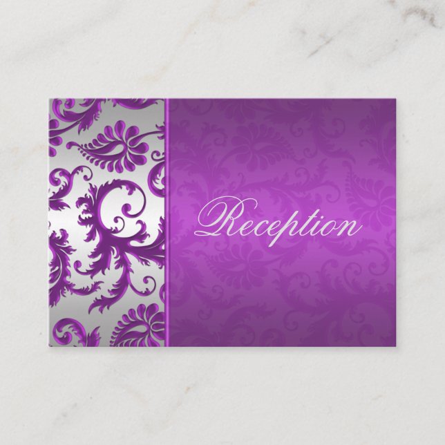 Tarjeta de gabinete Silver y Purple Damask II (Anverso)