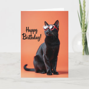 Tarjeta de Gafas de Gato Negro Divertido