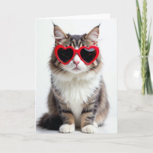 Tarjeta de Gafas de Sol Corazón de Gato Adorable