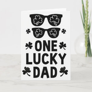 Tarjeta de gafas de trébol de papá afortunado