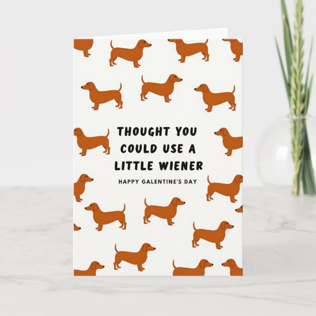 Tarjeta de Galentines del Perrito Wiener Pequeño (Anverso)