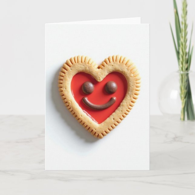 Tarjeta de Galleta de Corazón de Amor Rojo (Anverso)
