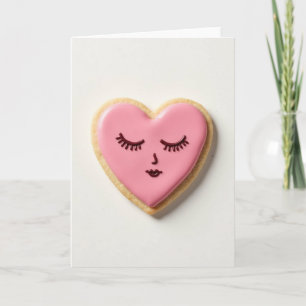 Tarjeta de Galleta de Corazón Rosa Dulce