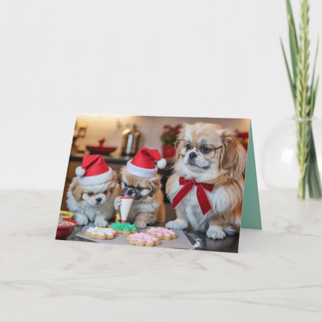 Tarjeta de galleta de Navidad de Pekín adorable (Anverso)