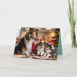 Tarjeta de galleta de Navidad de Sheltie linda