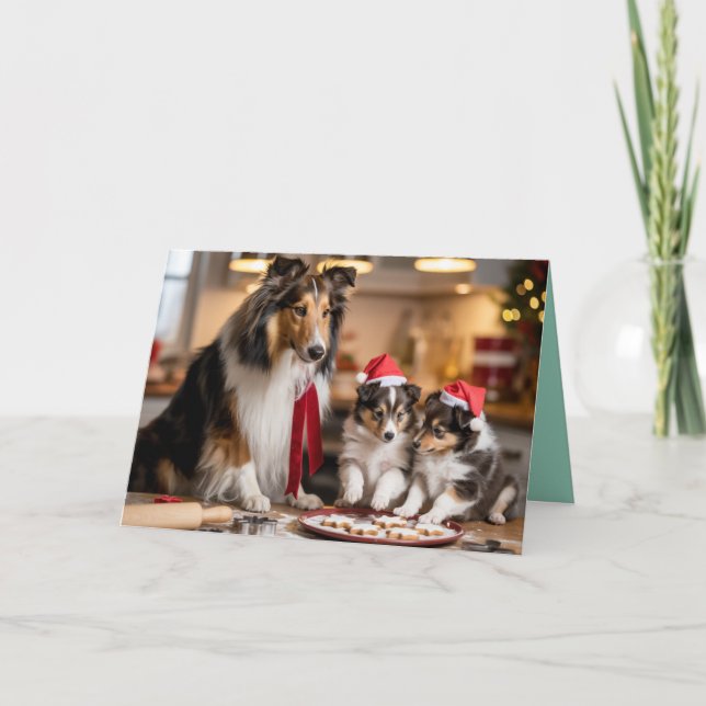 Tarjeta de galleta de Navidad de Sheltie linda (Anverso)