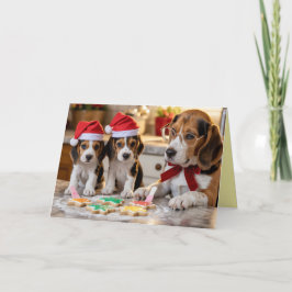 Tarjeta de galletas de Navidad de Beagle lindo
