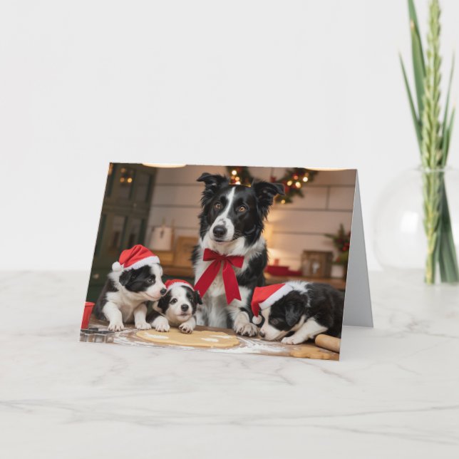 Tarjeta de galletas de Navidad de Border Collie li (Anverso)