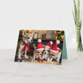 Tarjeta de galletas de Navidad de Chihuahua lindo