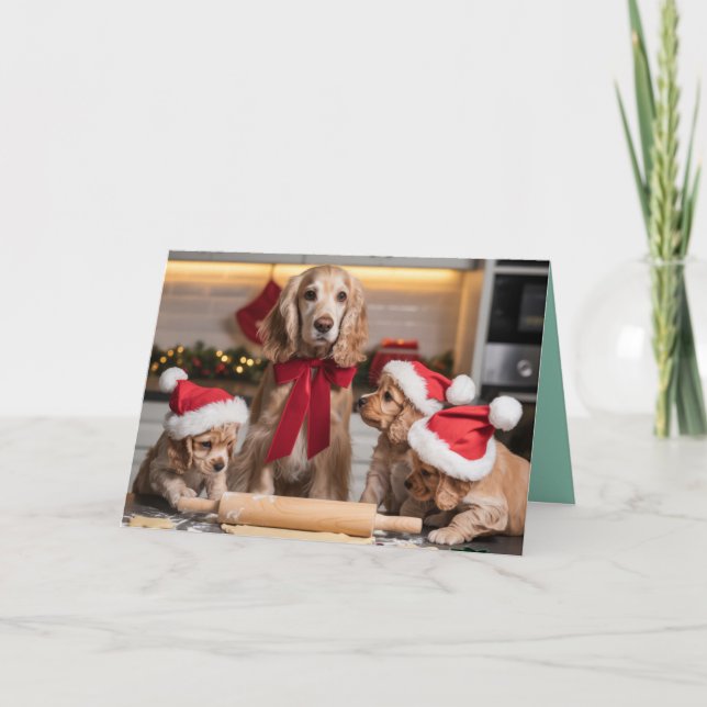 Tarjeta de galletas de Navidad de Cocker Spaniel l (Anverso)