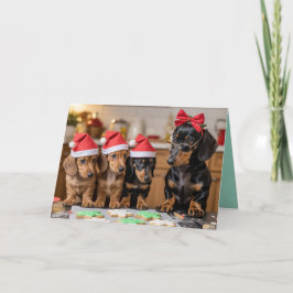 Tarjeta de galletas de Navidad de Dachshund lindo