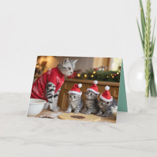 Tarjeta de galletas de Navidad de gato atigrado gr